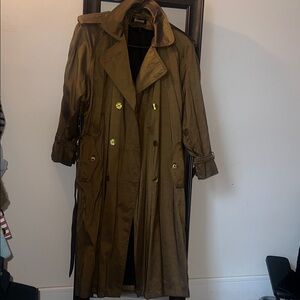 Green Double-Breasted Trench Coat